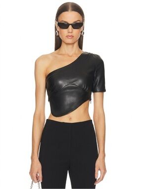 NWOT Manière De Voir Vegan Leather Crop Top